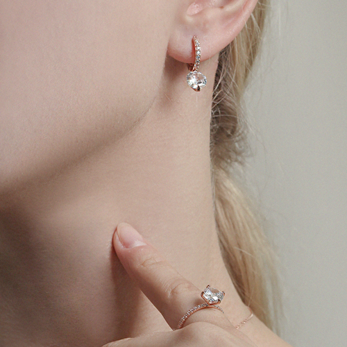 May Spring Special + Free Shipping★<BR> <FONT COLOR="RED">14k gold★</font><br> Diamond One Stone Ring Earrings<br> EA0850