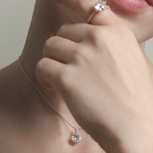 May Spring Special + Free Shipping★<br> <font color="red">92.5 Silver★</font><br> Diamond One Stone Necklace<Br> NA0211
