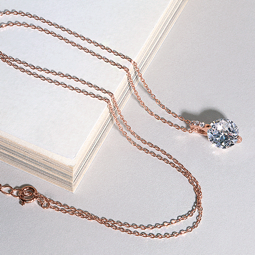 May Spring Special + Free Shipping★<br> <font color="red">92.5 Silver★</font><br> Diamond One Stone Necklace<Br> NA0211