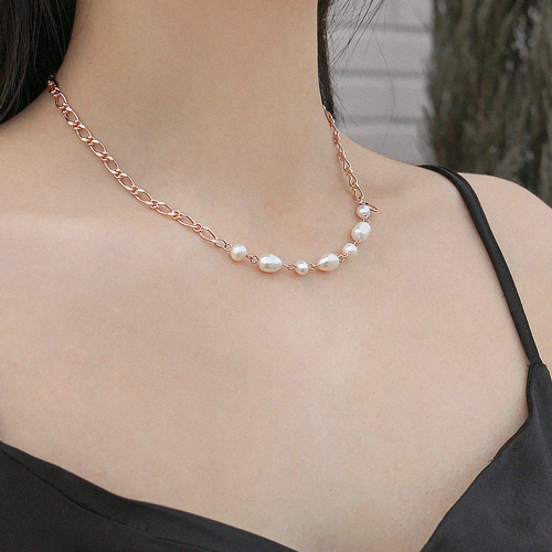 May Spring Special + Free Shipping★<br> <font color="red">primium freshwater pearl</font><br> Oria freshwater pearl chain Necklace<br> NA0579