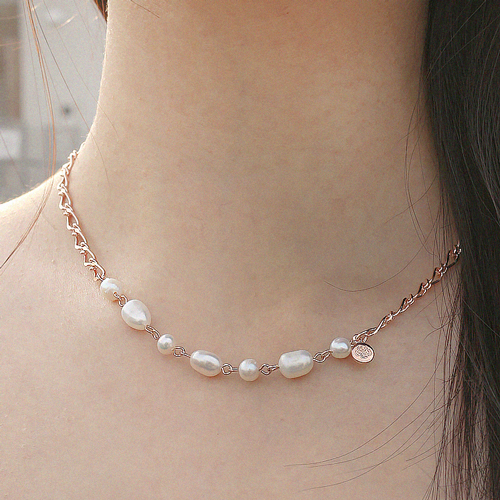 May Spring Special + Free Shipping★<br> <font color="red">primium freshwater pearl</font><br> Oria freshwater pearl chain Necklace<br> NA0579