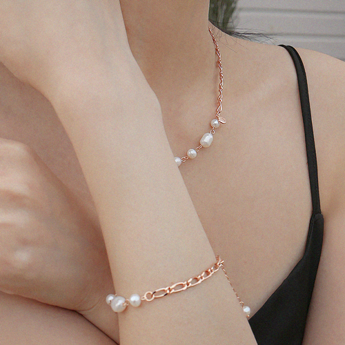 May Spring Special + Free Shipping★ <font color="red"><br>primium freshwater pearl</font><br> Necklace/bracelet SET<br> Oria freshwater pearl chain SET SET0376