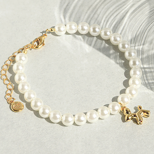 <font color="red">99.9% pure gold 24K Gold</font> bracelet<br><font color="red"> </font>Balloon Puppy Pure Gold Puppy Pearl Bracelet (6mm)<BR> BA0003_J