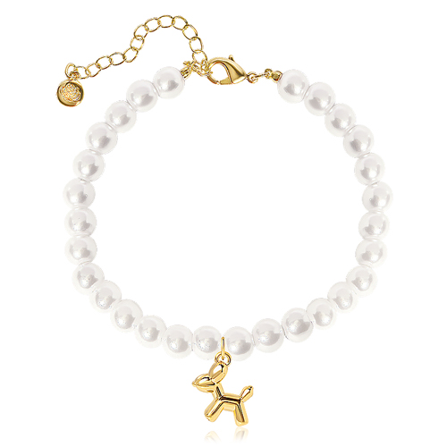 <font color="red">99.9% pure gold 24K Gold</font> bracelet<br><font color="red"> </font>Balloon Puppy Pure Gold Puppy Pearl Bracelet (6mm)<BR> BA0003_J