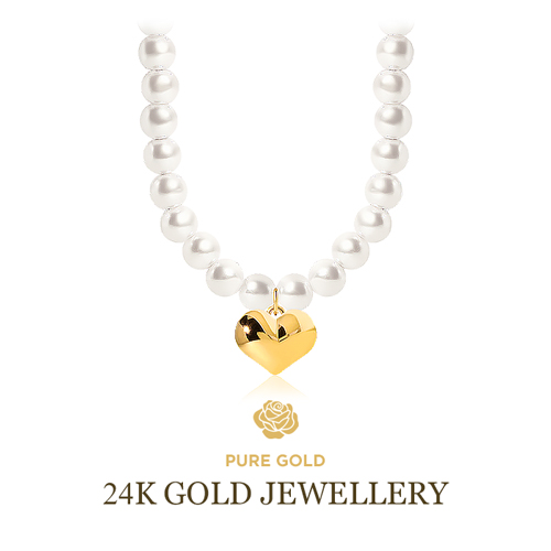 <font color="red">99.9% Pure Gold 24K Gold</font> Necklace<br> <font color="red">100,000 won coupon discount → 289,000 won<br></font> Plump pure gold heart pearl Necklace (6mm)<BR> NA0001_J