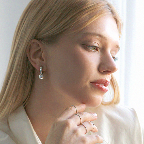 May Spring Special + Free Shipping★<br> <font color="red">14k ★</font><br> Showmei pearl one-touch ring Earring<br> EA2310