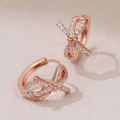 May Spring Special + Free Shipping★<br> <font color="red">14k gold★</font><br> Riley Bowknot One Touch Ring Earring<br> EA2337