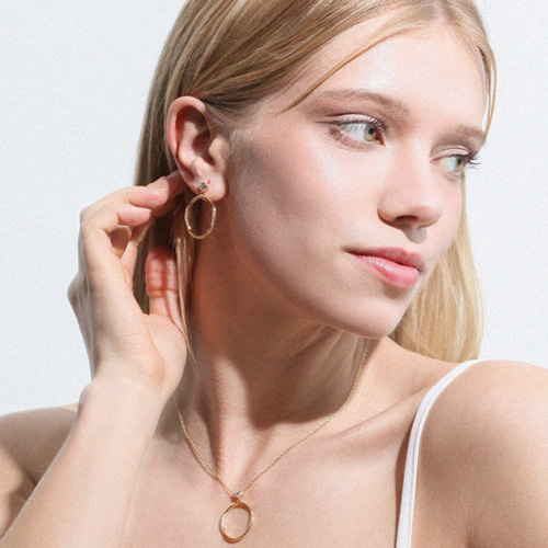 Summer Sale Special + Free Shipping★<br> <font color="red">14K★</font><br> Malit Round Olive Earring<br> EA2843