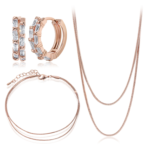May Spring Special + Free Shipping★<br> <font color="red">14K★</font><br> Earring/Necklace/Bracelet SET<br> Roan Crystal SET SET0465