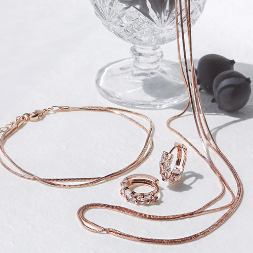 May Spring Special + Free Shipping★<br> <font color="red">14K★</font><br> Earring/Necklace/Bracelet SET<br> Roan Crystal SET SET0465