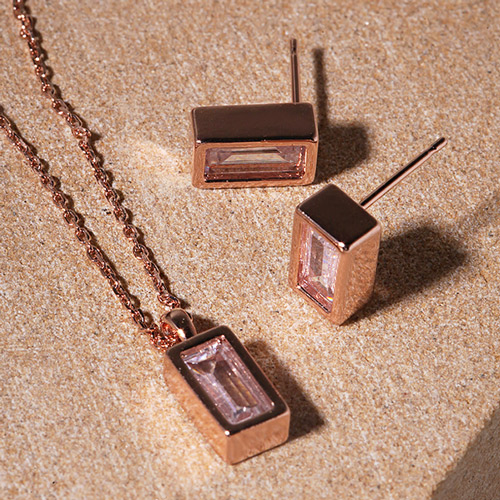 May Spring Special + Free Shipping★<br> <font color="red">14K★<br> Earring/Necklace SET</font><br> Tepa Square SET SET0448