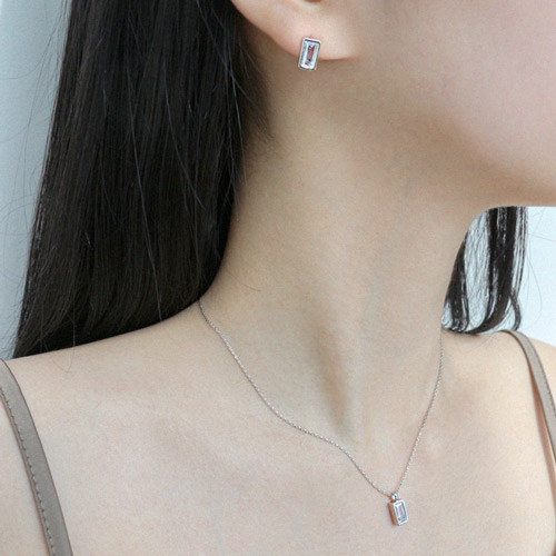 May Spring Special + Free Shipping★<br> <font color="red">14K★<br> Earring/Necklace SET</font><br> Tepa Square SET SET0448