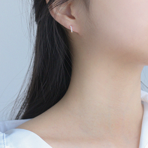 Free Shipping★<br> <font color="red">Total 10K Gold★</font><br> Vine Crystal Mini Earring<br> EA0014_R