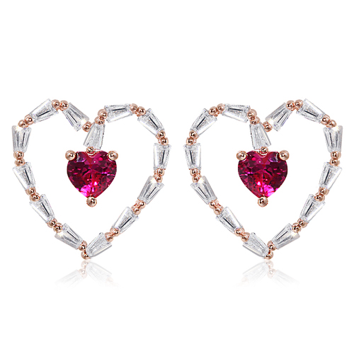 New arrivals 50% off ★Free shipping<br> <font color="red">92.5 Silver★</font><br> Betty Heart Crystal Earring<br> EA0078_A