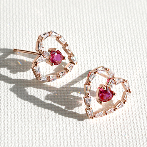 New arrivals 50% off ★Free shipping<br> <font color="red">92.5 Silver★</font><br> Betty Heart Crystal Earring<br> EA0078_A