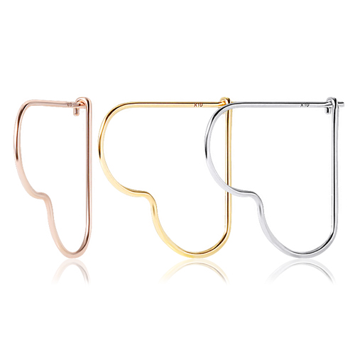 Free Shipping★<br> <font color="red">Total 10K Gold★</font><br> Ping Pong Heart One Touch Ring Earring<br> EA0018_R