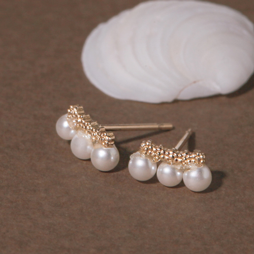Free Shipping★<br> <font color="red">Total 10K Gold★</font><br> Underthree pearl Mini Earring<br> EA0001_R