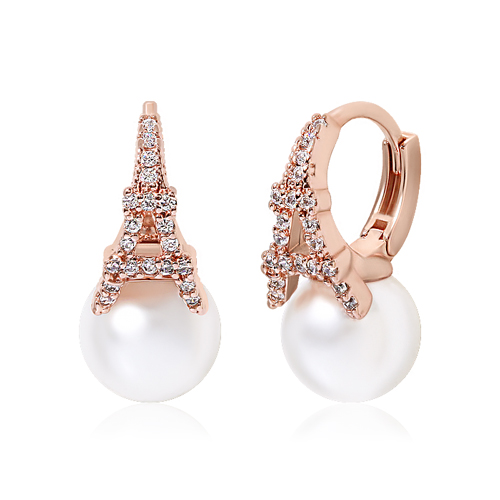 <font color="red">5/19 Today only! 19,800 won + free shipping★<br> 14K★</font><br> Peach Paris Pearl One Touch Ring Earring<br> EA3137