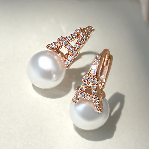 <font color="red">5/19 Today only! 19,800 won + free shipping★<br> 14K★</font><br> Peach Paris Pearl One Touch Ring Earring<br> EA3137
