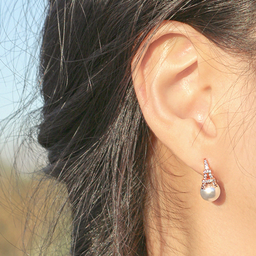<font color="red">5/19 Today only! 19,800 won + free shipping★<br> 14K★</font><br> Peach Paris Pearl One Touch Ring Earring<br> EA3137