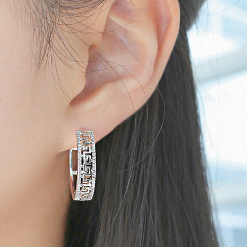 May Spring Special + Free Shipping★<br> <font color="red">14K★</font><br> Metro One Touch Ring Earring<br> EA3132