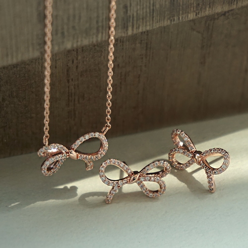 Limited quantity Special Sale<br> <font color="red">14k ★<br> Earring/Necklace SET</font><br> Levian Bowknot SET SET0203