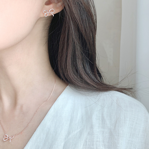 Limited quantity Special Sale<br> <font color="red">14k ★<br> Earring/Necklace SET</font><br> Levian Bowknot SET SET0203
