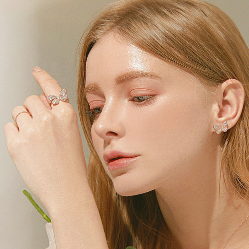 Free summer special price + free shipping★<font color="red"></font><br> ♣Garden Series♣14k Gold<br> Windy Crystal Earring+Ring SET0113