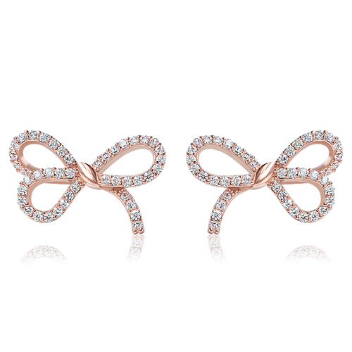 May Spring Special + Free Shipping★<br> <font color="red">14k★</font><br> Levian Bowknot Earring<br> EA2489 Korea