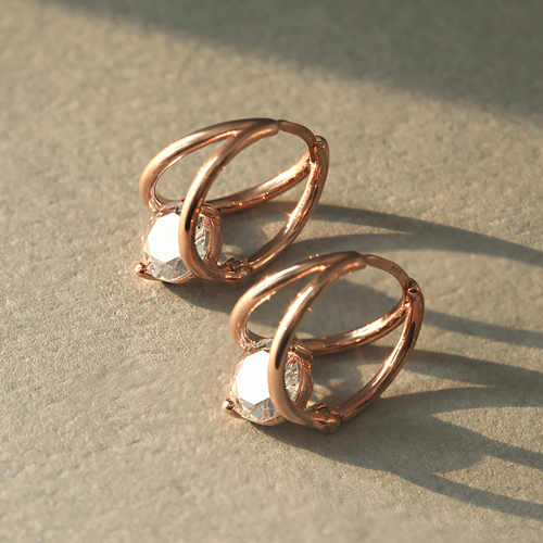 Free summer special price + free shipping★<br> <font color="red">14k gold★<br></font> Commie Round One Touch Ring Earring<br> EA2521