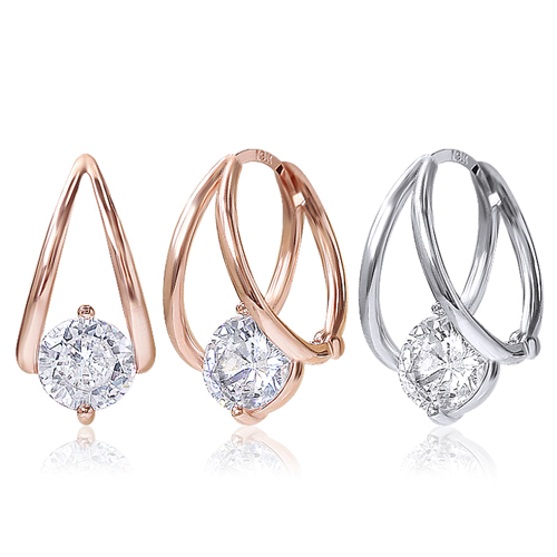Free summer special price + free shipping★<br> <font color="red">14k gold★<br></font> Commie Round One Touch Ring Earring<br> EA2521