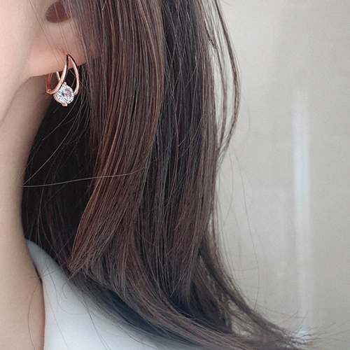Free summer special price + free shipping★<br> <font color="red">14k gold★<br></font> Commie Round One Touch Ring Earring<br> EA2521