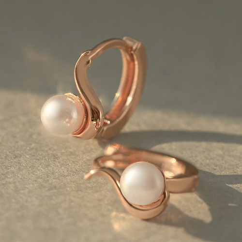 Free summer special price + free shipping★<br> <font color="red">14k ★</font><br> Shoe pearl one-touch ring Earring (4mm)<BR> EA2105