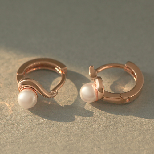 Free summer special price + free shipping★<br> <font color="red">14k ★</font><br> Shoe pearl one-touch ring Earring (4mm)<BR> EA2105