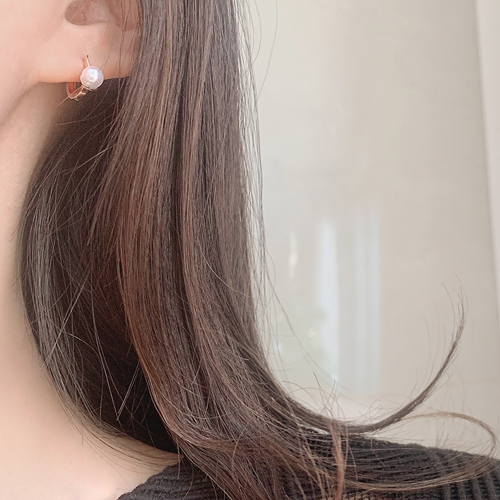 Free summer special price + free shipping★<br> <font color="red">14k ★</font><br> Shoe pearl one-touch ring Earring (4mm)<BR> EA2105