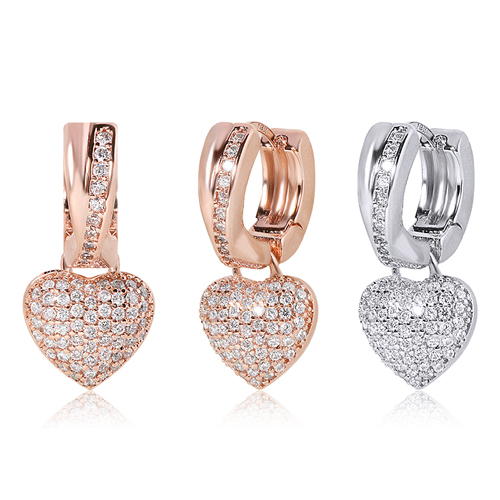Free summer special price★Free shipping<br> <font color="red">14k★</font><br> Katie heart olive one touch ring Earring<br> EA2295 Korea