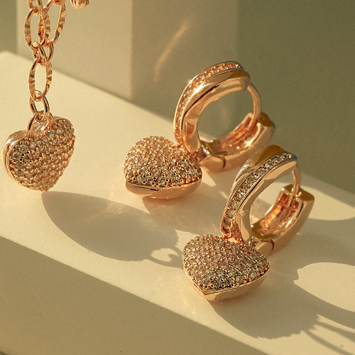 Free summer special price★Free shipping<br> <font color="red">14k★</font><br> Katie heart olive one touch ring Earring<br> EA2295