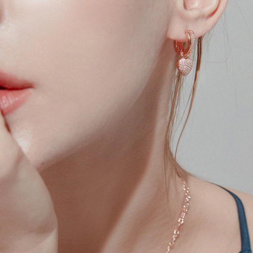 Free summer special price★Free shipping<br> <font color="red">14k★</font><br> Katie heart olive one touch ring Earring<br> EA2295