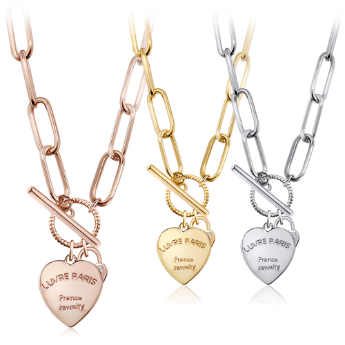 Free summer special price + free shipping★<br><font color="red"> </font>Luvre heart chain Necklace<Br> NA0366 Korea
