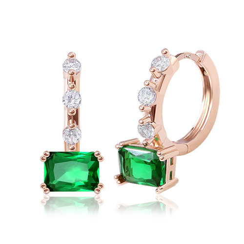 Free summer special price + free shipping★<br> <font color="red">14k★</font><br> Forest Emerald One Touch Ring Earring<br> EA2402