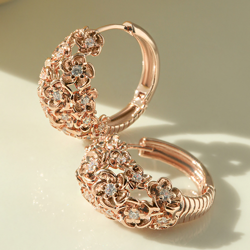 Free summer special price + free shipping★<br> <font color="red">♣Garden Series♣<br> 14K★</font><br> Flower Basket One Touch Ring Earring EA2711