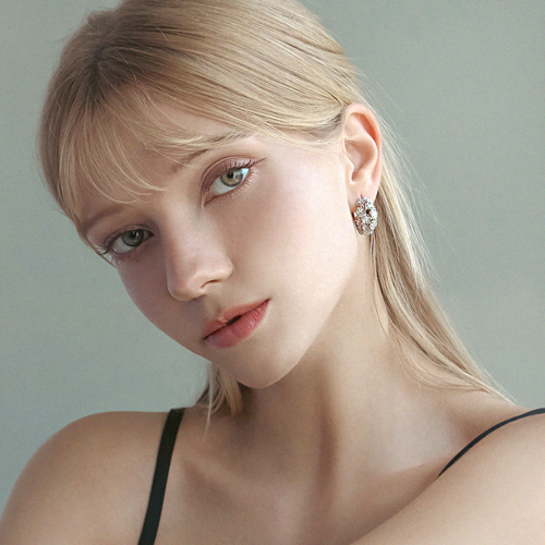Free summer special price + free shipping★<br> <font color="red">♣Garden Series♣<br> 14K★</font><br> Flower Basket One Touch Ring Earring EA2711