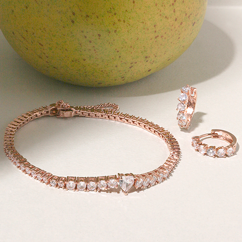 Free summer special price + free shipping★ <font color="red"><br>14K★</font><br> Earring/bracelet SET<br> Prong Crystal SET SET0468