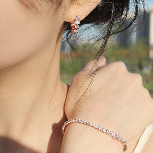 Free summer special price + free shipping★ <font color="red"><br>14K★</font><br> Earring/bracelet SET<br> Prong Crystal SET SET0468