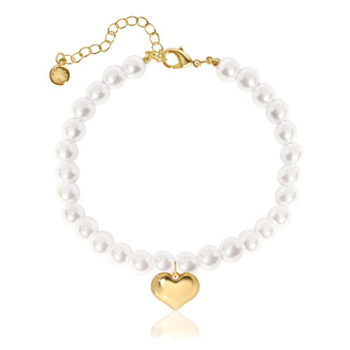 <font color="red">99.9% pure gold 24K Gold</font> bracelet<br><font color="red"> </font>Plump pure gold heart pearl bracelet (6mm)<BR> BA0001_J