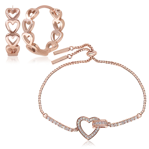 One day special 64% + free shipping<br> <font color="red">14k gold★<br> bracelet/Earring SET</font><br> Lamuh heart SET SET0192 Korea