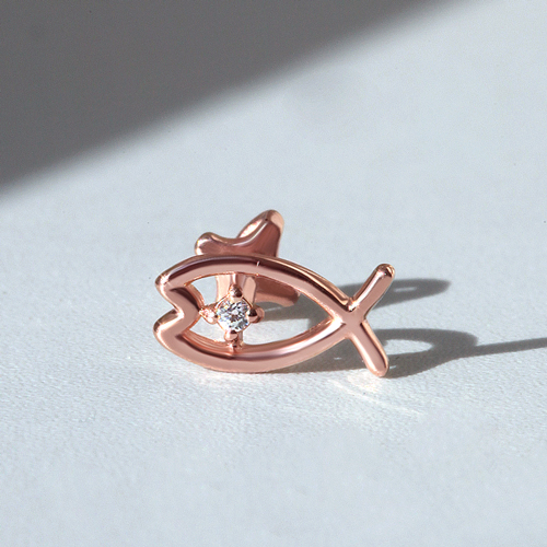 #Free shipping<br> <font color="red">All 14K gold★<br></font> Mini fish piercing<br> CEA0009_B