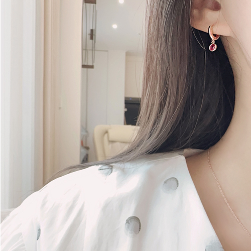 Summer Sale Special + Free Shipping★<br> <font color="red">14K★</font><br> Berry Ruby One-Touch Ring Earring<br> EA2938