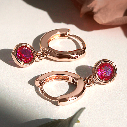Summer Sale Special + Free Shipping★<br> <font color="red">14K★</font><br> Berry Ruby One-Touch Ring Earring<br> EA2938