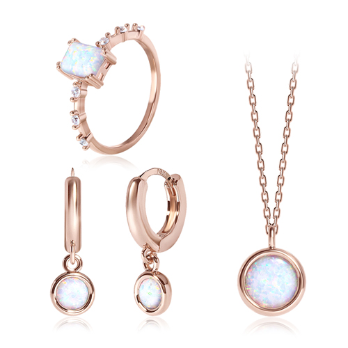 Summer Sale Special + Free Shipping★<br> <font color="red">14k★<br> Earring/Necklace/Ring SET</font><br> Lime opal SET SET0370